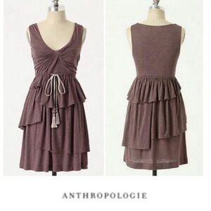 Anthropologie Lilka Interpretation Tiered Ruffle Dress Size M /Medium Tie-waist